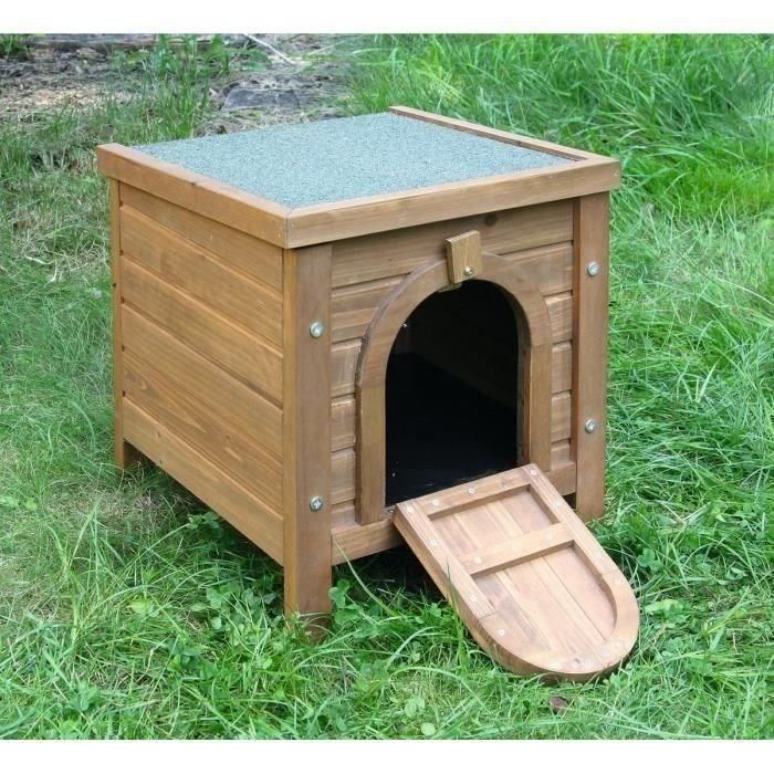 Kerbl Casa de juegos al aire libre para animales pequeños - Techo de asfalto elevable, suelo PVC - 36x36x40cm