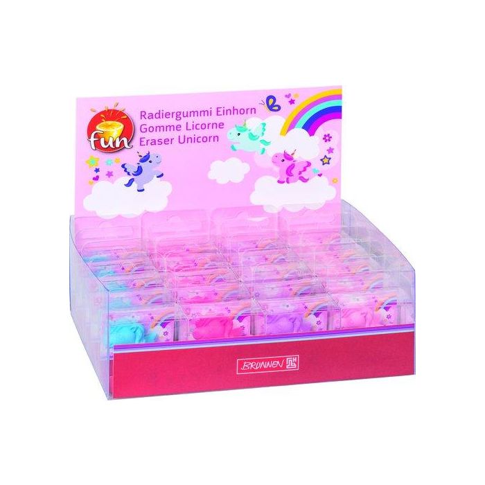 Goma De Borrar Brunnen Fun 3D Unicornio Surtido Expositor De 20 (4 Col.)