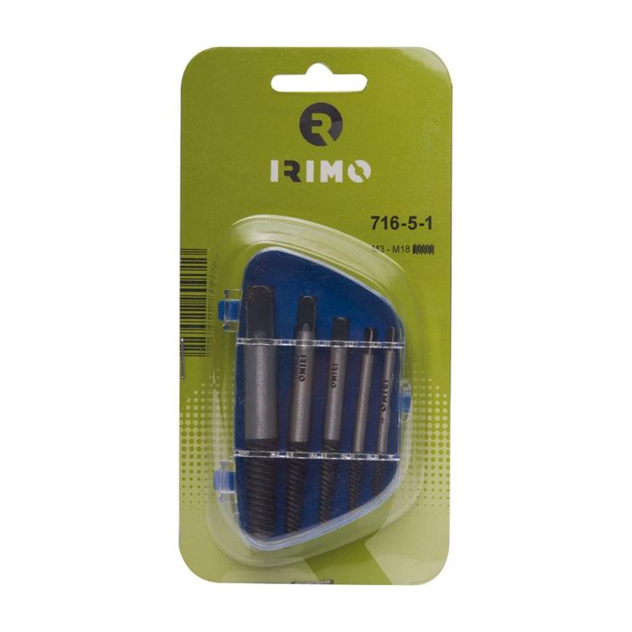 Irimo Juego de 5 Extractores de Espárrago 716-5-1 para Tornillos y Tubos Rotos, Cromado 1 Irimo Juego de 5 Extractores de Espárrago 716-5-1 para Tornillos y Tubos Rotos, Cromado 1