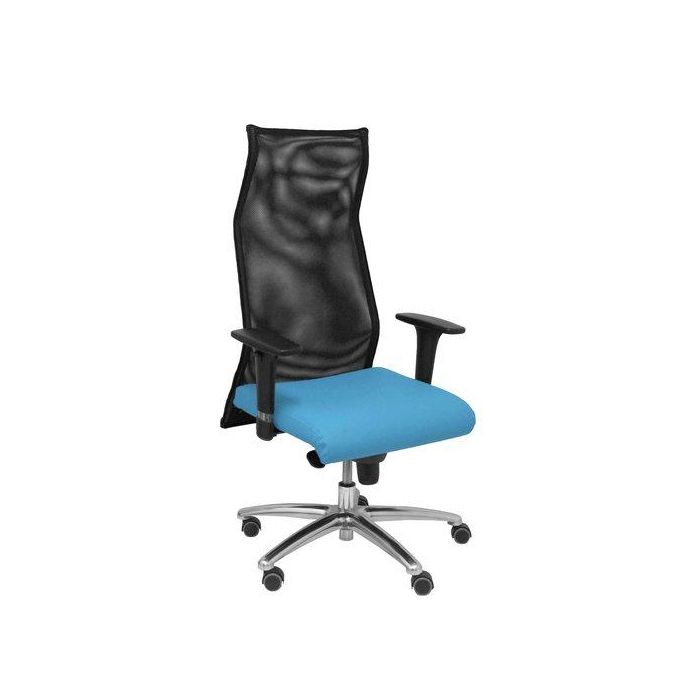 Sillon Piqueras Y Crespo Sahuco Direccion Uso Intensivo (8H) Brazos Regulables Mecanismo Sincro Respaldo Malla Transpirable Negro Y Asiento Tapizado Similpiel Azul Claro