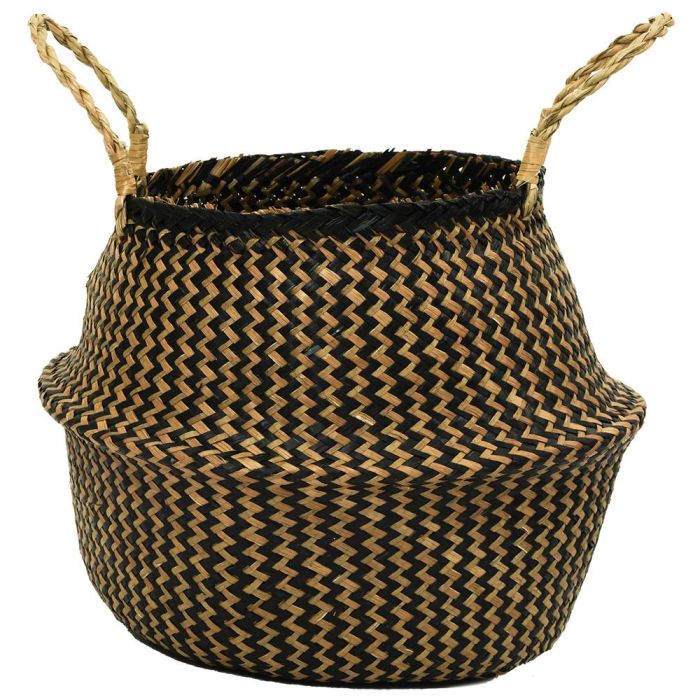 Home Deco Factory Juego De 3 Cestas Thai De Junco Bicolor Con Asas Grande: D.38 Cm; Mediana: D.32 Cm; Pequeña: D.20 Cm 3