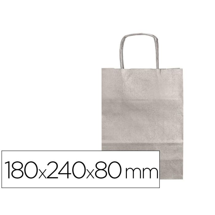 Bolsa Papel Q-Connect Kraft Plata XS Con Asa Retorcida 180x240X80 mm 25 unidades