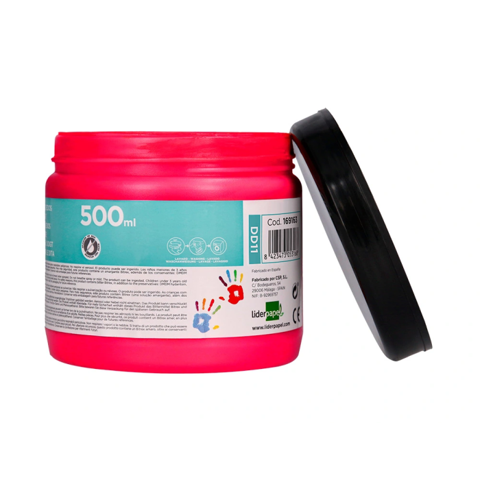 Liderpapel Pintura Dedos Magenta Tarrina 500 cc Pintura a Base de Agua Fácil Lavado Sin Gluten Normativa Europea 3