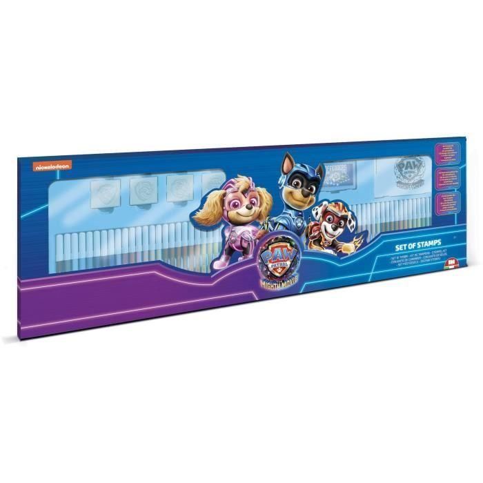 Caja para colorear - MULTIPRINT - 18144 - 60 rotuladores 4 sellos Paw Patrol la Película