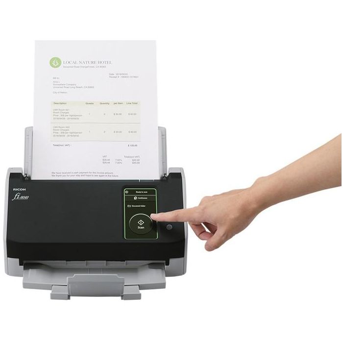 Ricoh fi-8040 Escáner de Documentos ADF Dúplex 40 ppm/80 ipm LAN USB 3.2 con Pantalla Táctil 50 Hojas 1