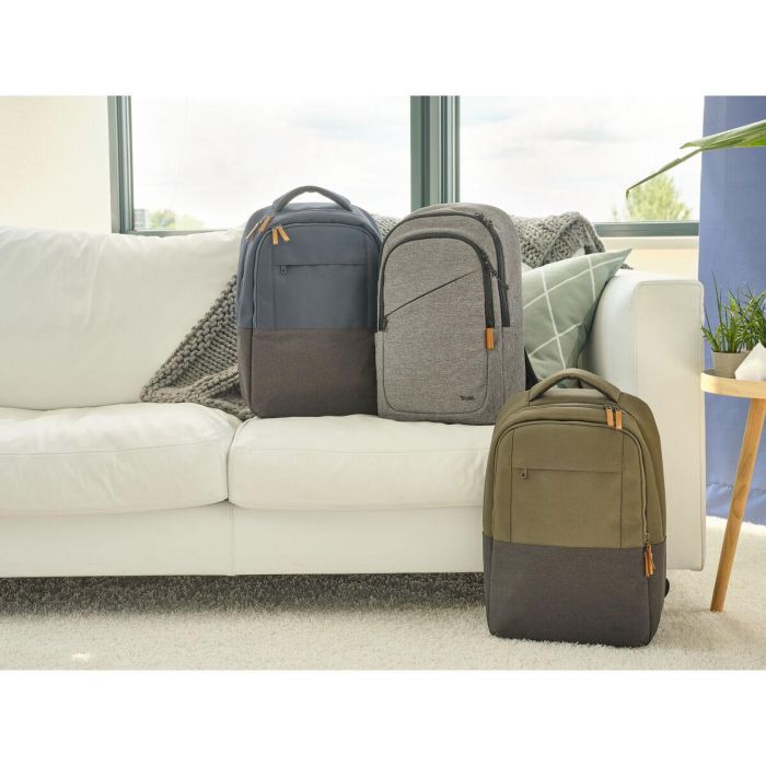 Trust 24981 Mochila Avana Portátil 16" Ecológica RPET 20L - Gris, Acolchada, Resistente a Golpes e Intemperie con Bolsillos 6