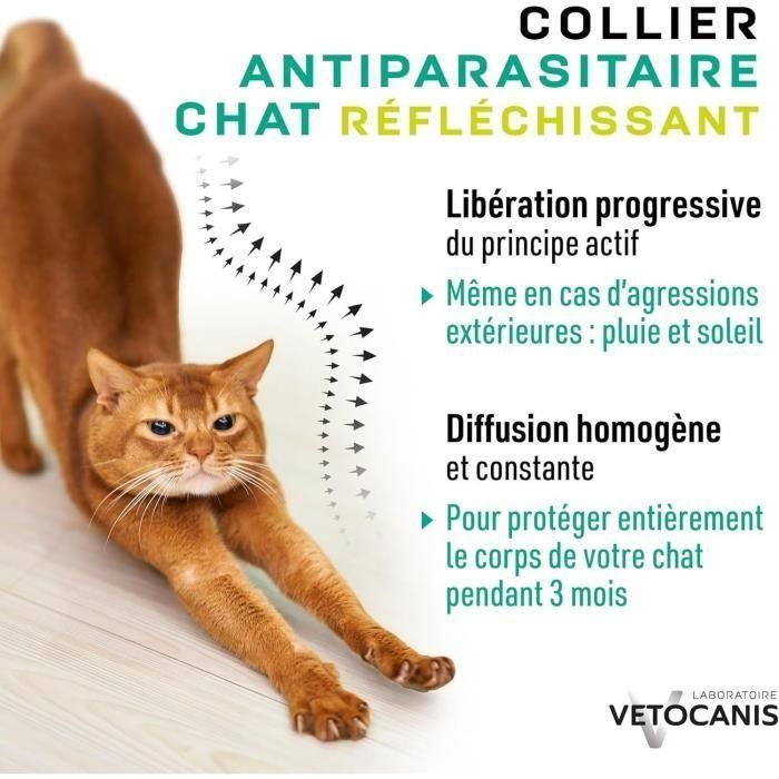 Vetocanis Collar antiparasitario reflectante para gatos y gatitos con 3 meses de protección contra pulgas, garrapatas y mosquitos 2