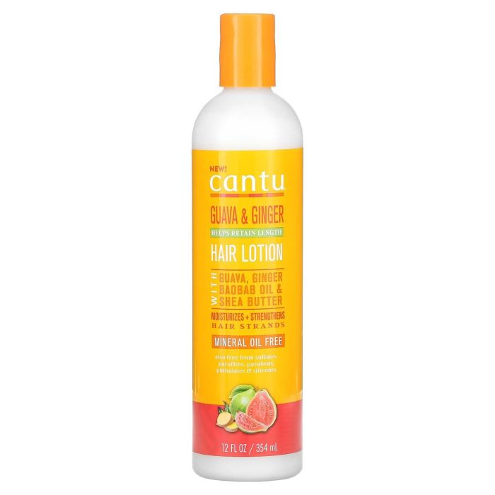 Cantu Guava & Ginger Baobab Moisturizing Hair Lotion para el Crecimiento y Reparación del Cabello con Manteca de Karité, 354ml