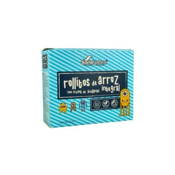 Soria Natural Rollitos de Arroz Integral con Crema de Cacao 4x3Uds - Snack Crujiente Fácil Digestión