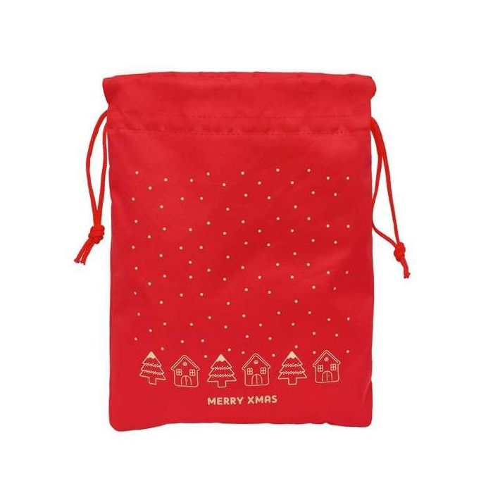 Safta Saquito Plano Casitas Merry Xmas para Regalos y Juguetes 26x34x1cm – Edad mínima 3 años