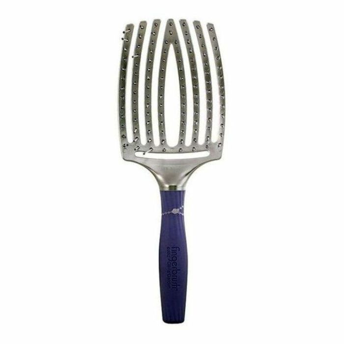 Olivia Garden FINGERBRUSH Large: Cepillo Pelo Ventilado Curvado para Desenredar, Secado Rápido y Masaje Cuero Cabelludo, Negro 1 ud