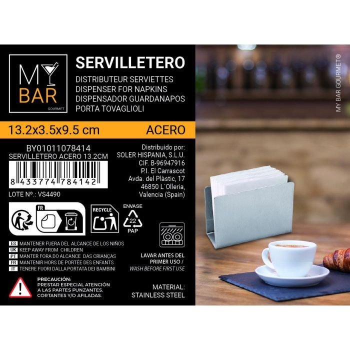 Servilletero de acero My Bar 13.2 cm - Inde (24 Unidades) 10 Servilletero de acero My Bar 13.2 cm - Inde (24 Unidades) 10
