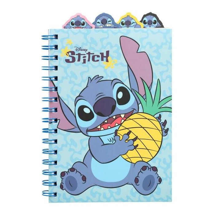 ERIK Cuaderno A5 Stitch Disney 80 hojas a rayas, tapa blanda, wire-o y 4 separadores