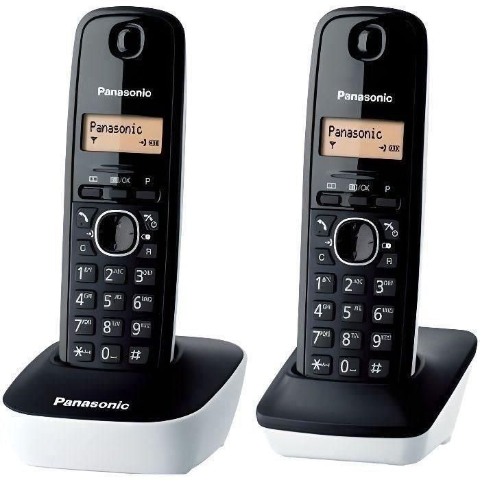 Panasonic KX-TG1612FRW Duo Teléfono inalámbrico contestador automático negro blanco Panasonic KX-TG1612FRW Duo Teléfono inalámbrico contestador automático negro blanco