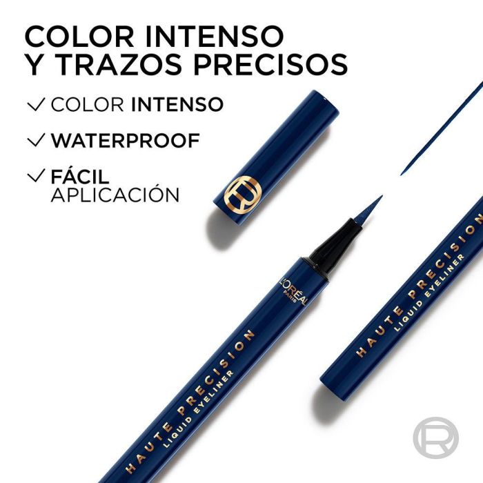 L'Oréal Paris Haute Precision Delineador de Ojos Líquido de Fieltro - Azul (#Blue), 1 unidad - Resistente al Agua, Precisión 0.01mm 3