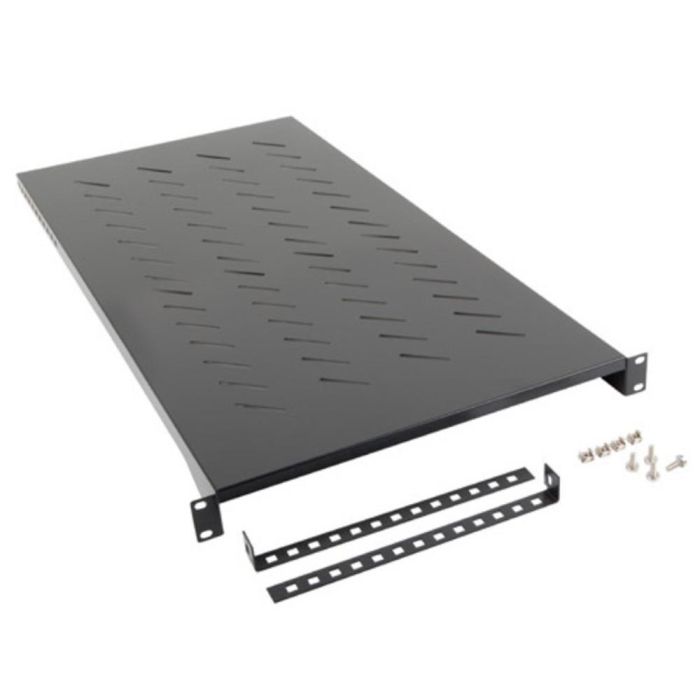 Lanberg Bandeja Fija para Rack 19 pulgadas 900mm de Profundidad, Metálica Negra, Soporta 25 kg, Incluye Kit de Montaje