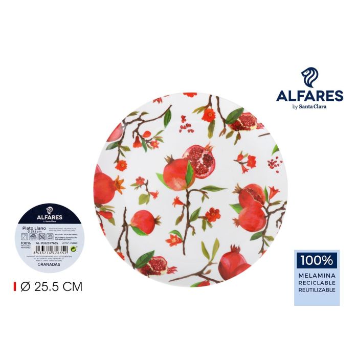 Alfares Plato Llano Granadas - Plato de 25,5 cm de diámetro, Melón Brillante (24 Unidades) Alfares Plato Llano Granadas - Plato de 25,5 cm de diámetro, Melón Brillante (24 Unidades)