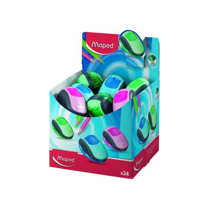 Afilalapiz Maped Clean 2 Orificio Colores Surtido Expositor De 24 Unidades