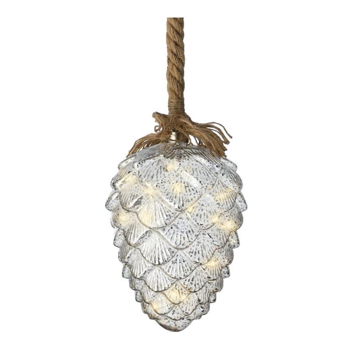 Lumineo Piña Microled ø15x21cm 15 Leds Luz Fija Blanco Cálido Interior Yute 100cm Cable Temporizador 6h 1