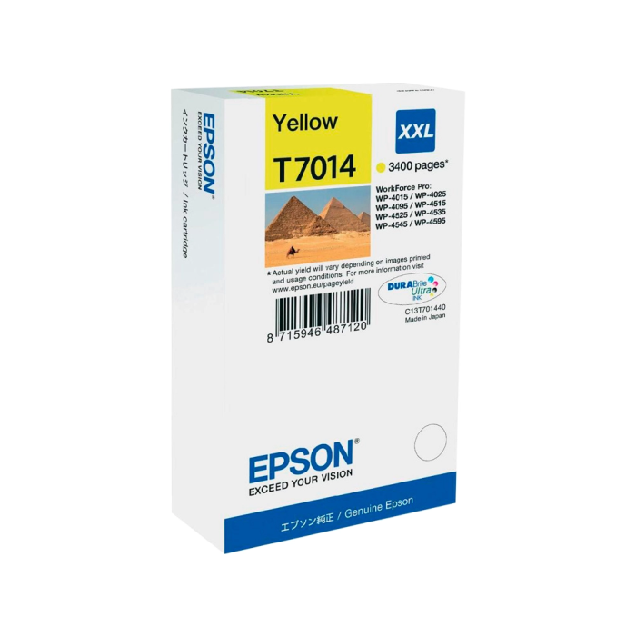 Epson T7014 Tinta Amarilla XL para Impresoras WorkForce Pro WP-4000 WP-4500 - Alto Rendimiento 3400 Páginas 1