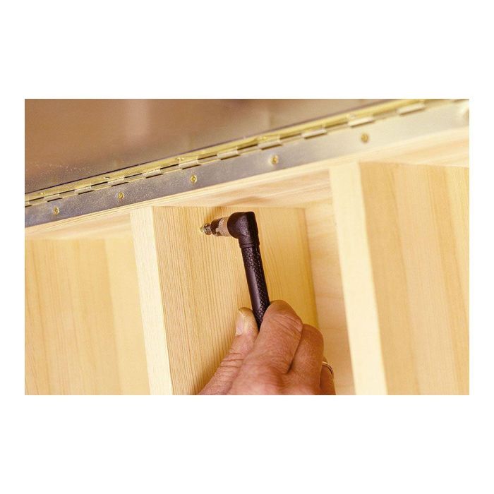 Wolfcraft Atornillador Manual Angular de 90° para Accesos Difíciles, 109mm, Enchufe Hexagonal 1/4", con 2 Portapuntas y Punta de 25mm, Superficie Texturizada