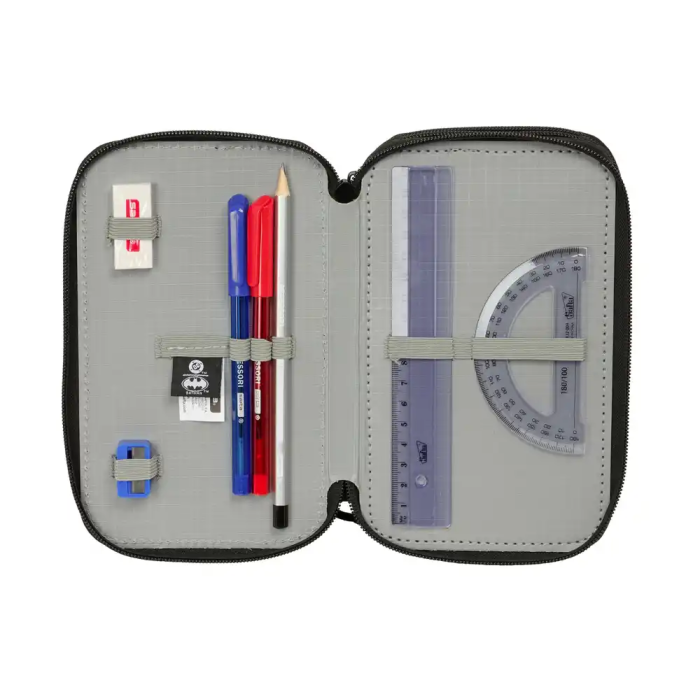 Safta Plumier Escolar Triple Cremallera 37 Piezas Batman 195x125x55 mm 3