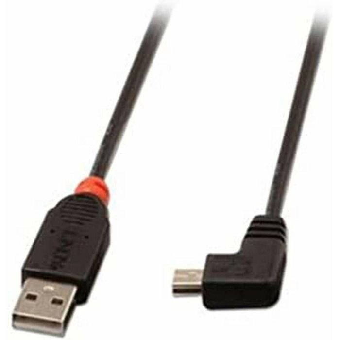 Lindy Cable USB 2.0 Tipo A a Mini-B 2m, Conector 90 Grados Ángulo Recto para Dispositivos Móviles
