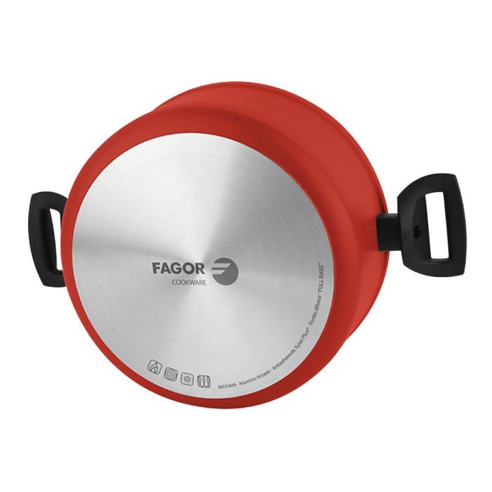 Fagor Olla Roja Ø20x10cm Aluminio Forjado Antiadherente con Tapa Vidrio Termoresistente 1