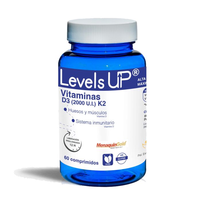 Levels Up Vitamina D3 y K2, 60 comprimidos