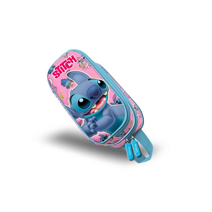 Disney Lilo y Stitch Estuche Portatodo 3D Doble Lilo y Stitch Azul con 2 Compartimentos y Relieve 1.5L