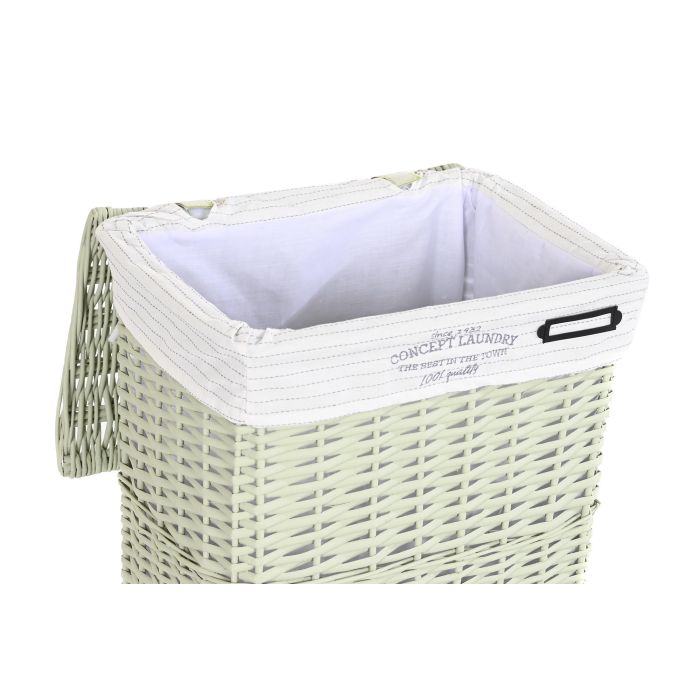 DKD Home Decor Cestas de Ropa para Almacenamiento, Juego de 5 Unidades, Mimbre y Poliéster, Verde, 44x34x56 cm 3