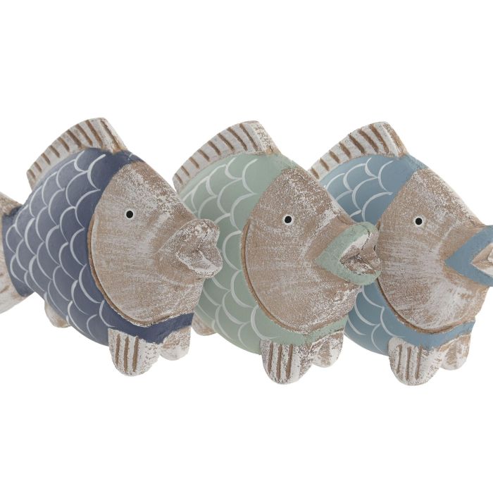 DKD Home Decor Figura Pez Azul Verde 5 x 15.5 x 21 cm (6 Unidades)
