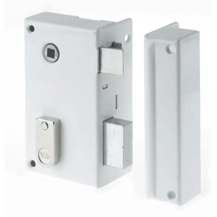 Yale YAV37D Cerradura Vertical de Superficie con Rodillo Derecho Blanco para Rejilla y Portón con 2 Llaves 1 Yale YAV37D Cerradura Vertical de Superficie con Rodillo Derecho Blanco para Rejilla y Portón con 2 Llaves 1