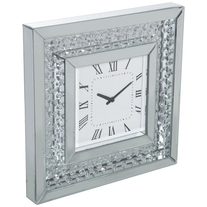 Reloj de Pared Alexandra House Living Plateado Cristal Brillantes 40 x 40 x 4 cm 1