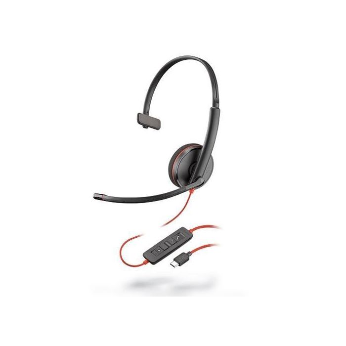 Poly Blackwire 3210 Auricular USB-C con Cancelación de Ruido, Controles en Línea, Audio Banda Ancha y Protección Auditiva SoundGuard para PC