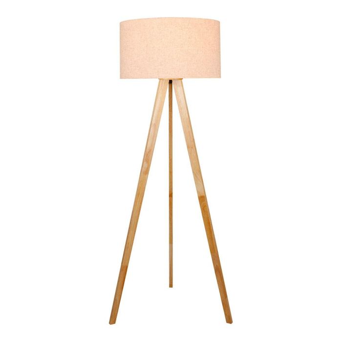 Lámpara de pie e27 madera, hierro y tela ø50 x 28 cm 1 Lámpara de pie e27 madera, hierro y tela ø50 x 28 cm 1