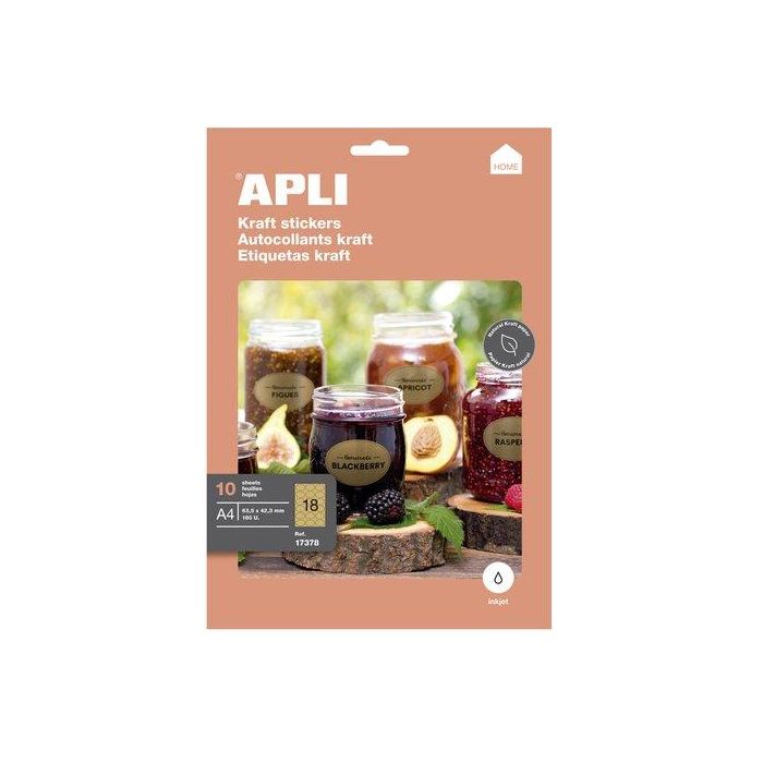 Etiquetas Adh.Impr.Apli Kraft Caja 10H Ovalada 63,5X42,3 Mm 180Uds.