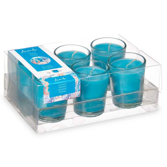 Set 6 Velas Vaso Vidrio Oceano Acorde 16X6CM (12 Unidades) 2 Set 6 Velas Vaso Vidrio Oceano Acorde 16X6CM (12 Unidades) 2