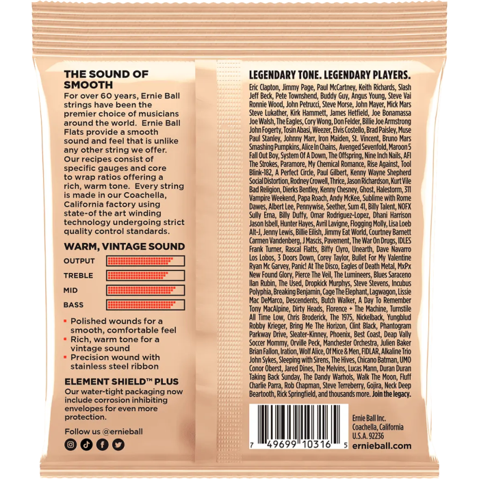 Ernieball Juego Cuerdas Guitarra Eléctrica Entorchado Plano Light Slinky 11-50 1