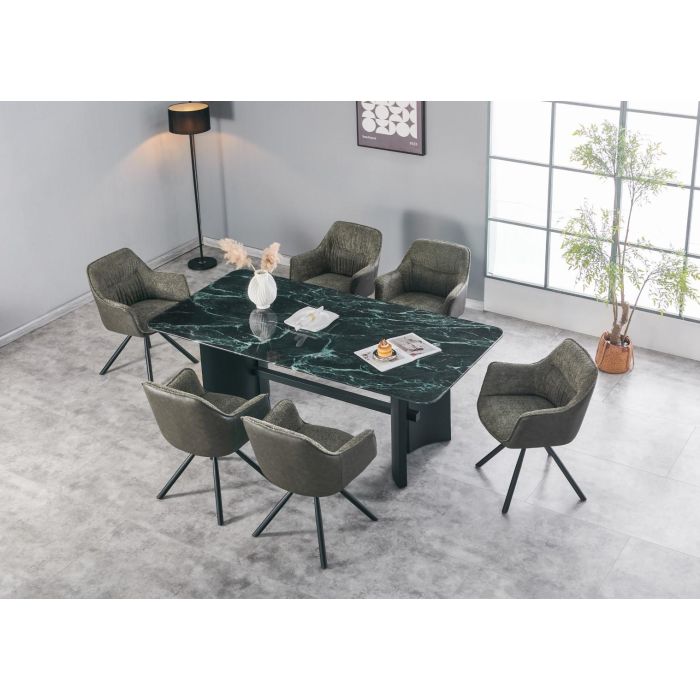 Mesa Comedor Moderno DKD Home Decor Negro Verde 100 x 76 x 200 cm 4