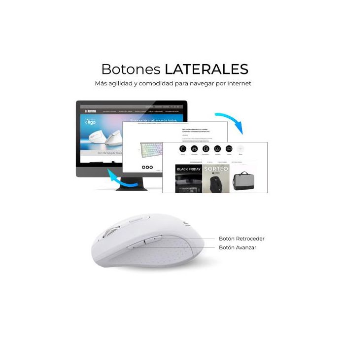 SUBBLIM Combo Dual Prowave White Teclado y Ratón Ergonómicos Inalámbricos Bluetooth y USB, Recargables, Español 7 SUBBLIM Combo Dual Prowave White Teclado y Ratón Ergonómicos Inalámbricos Bluetooth y USB, Recargables, Español 7