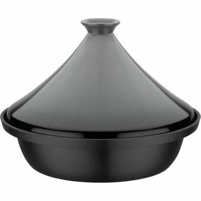 GSW GSW4005643717410 Tajín de Cocina Hierro Fundido Macizo, Tapa Cerámica, Inducción, Gris, 30x22 cm