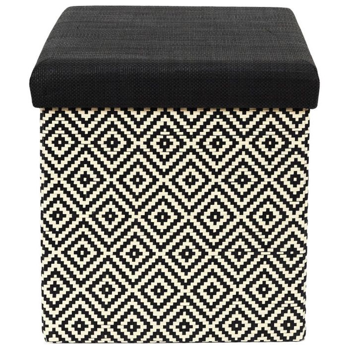 Home Deco Factory Mirage Caja-Puf Plegable Trenzado Negro con Tapa 38x38 cm 2