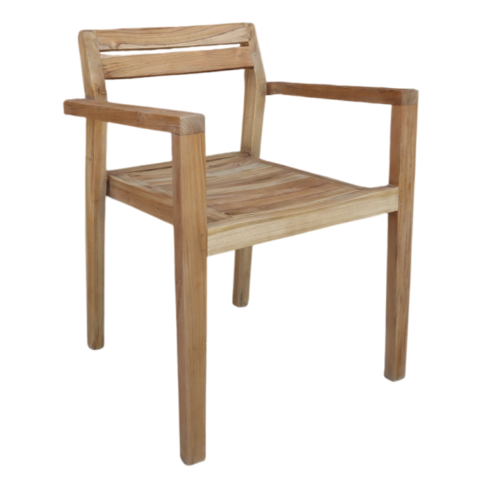 DKD Home Decor Silla Tradicional de Teca Apilable 75 x 58 x 53 cm (Pack 2 Unidades)