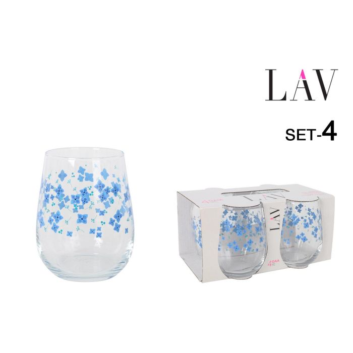 Set 4 Vasos Gaia Flores 360 cc - LAV (6 Cajas) Set 4 Vasos Gaia Flores 360 cc - LAV (6 Cajas)
