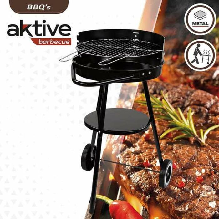 Barbacoa de Carbón con Ruedas Aktive Aluminio Metal esmaltado textileno 42 x 76,5 x 42 cm Negro 3