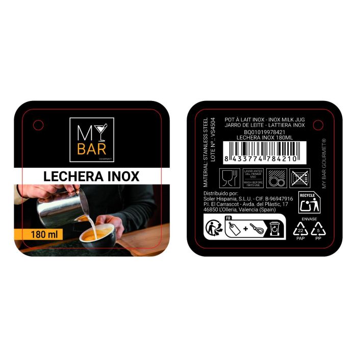 Lechera Inox 180 ml My Bar Inde (24 Unidades) 6 Lechera Inox 180 ml My Bar Inde (24 Unidades) 6