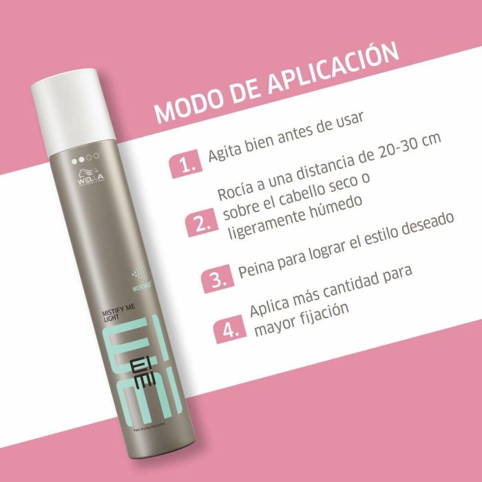 Wella Professionals EIMI Mistify Me Light Spray de Peinado Fijación Ligera Nivel 2 Micromist para Todo Tipo de Cabello 500 ml 3 Wella Professionals EIMI Mistify Me Light Spray de Peinado Fijación Ligera Nivel 2 Micromist para Todo Tipo de Cabello 500 ml 3