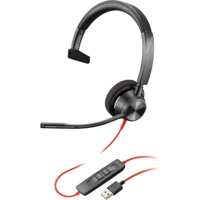 HP Auriculares Blackwire 5220 Diadema Binaural con Micrófono, Control de Volumen, Cable USB+Jack 3.5 mm, Negro-Rojo 1 HP Auriculares Blackwire 5220 Diadema Binaural con Micrófono, Control de Volumen, Cable USB+Jack 3.5 mm, Negro-Rojo 1