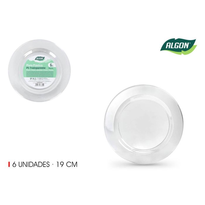 Set de 6 platos transparentes Algon 19 cm (24 Unidades) Set de 6 platos transparentes Algon 19 cm (24 Unidades)